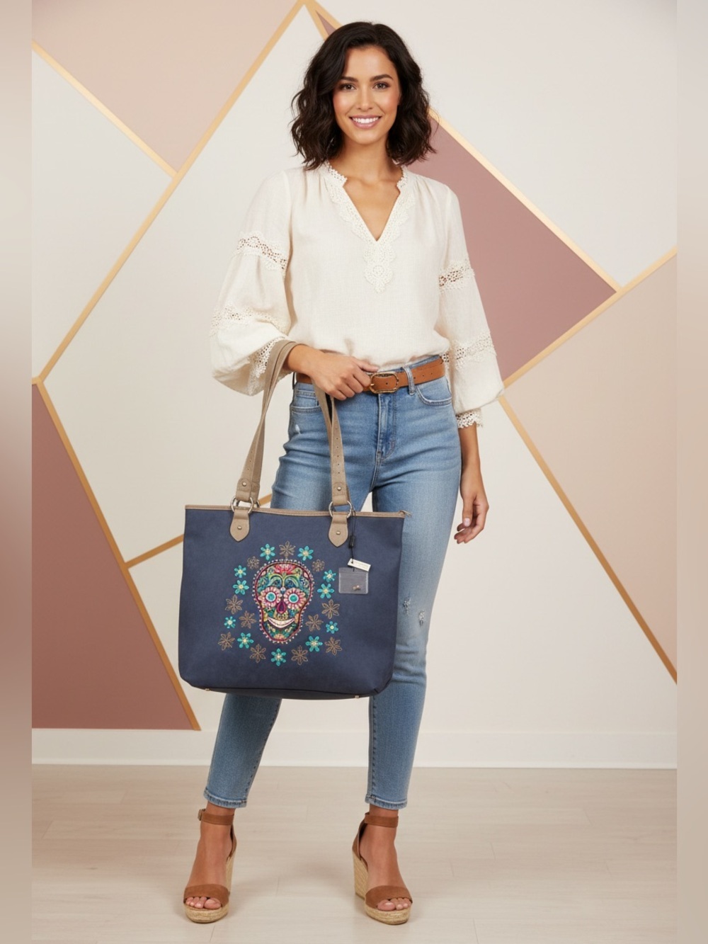 Montana West Sugar Skull Concealed Carry Tote Bag- Dust Bag Included NWT